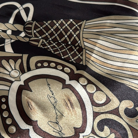 DENNIS BASSO Brown Gold Top Chain Rope Tassel size 1X Scarf Shawl Accessory - Picture 7 of 8